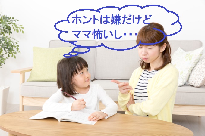 親が怖くて勉強してる