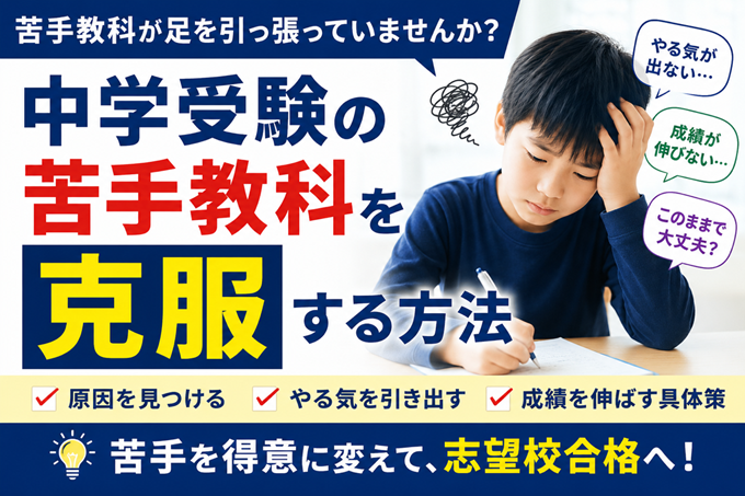 中学受験　苦手教科　克服　ヘッダー画像
