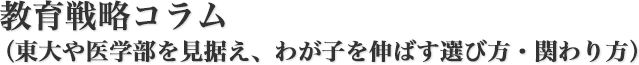 教育戦略コラム(東大や医学部を見据え、わが子を伸ばす選び方・関わり方)